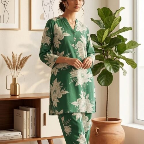 Emerald Green Floral Printed Co-Ord Set
