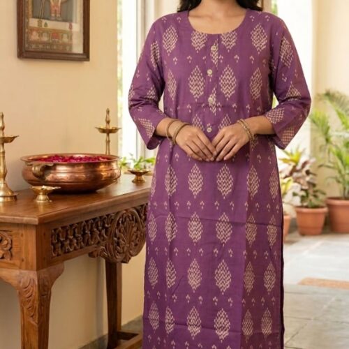Elegant Mauve Ethnic Printed Straight Kurta